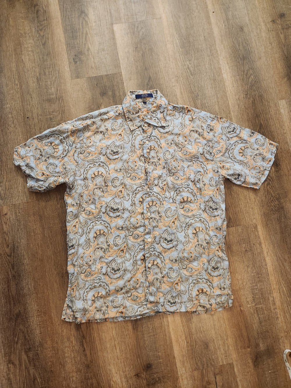 Alan Flusser Linen SS Paisley Button-Down Shirt Multicolor Men Medium
